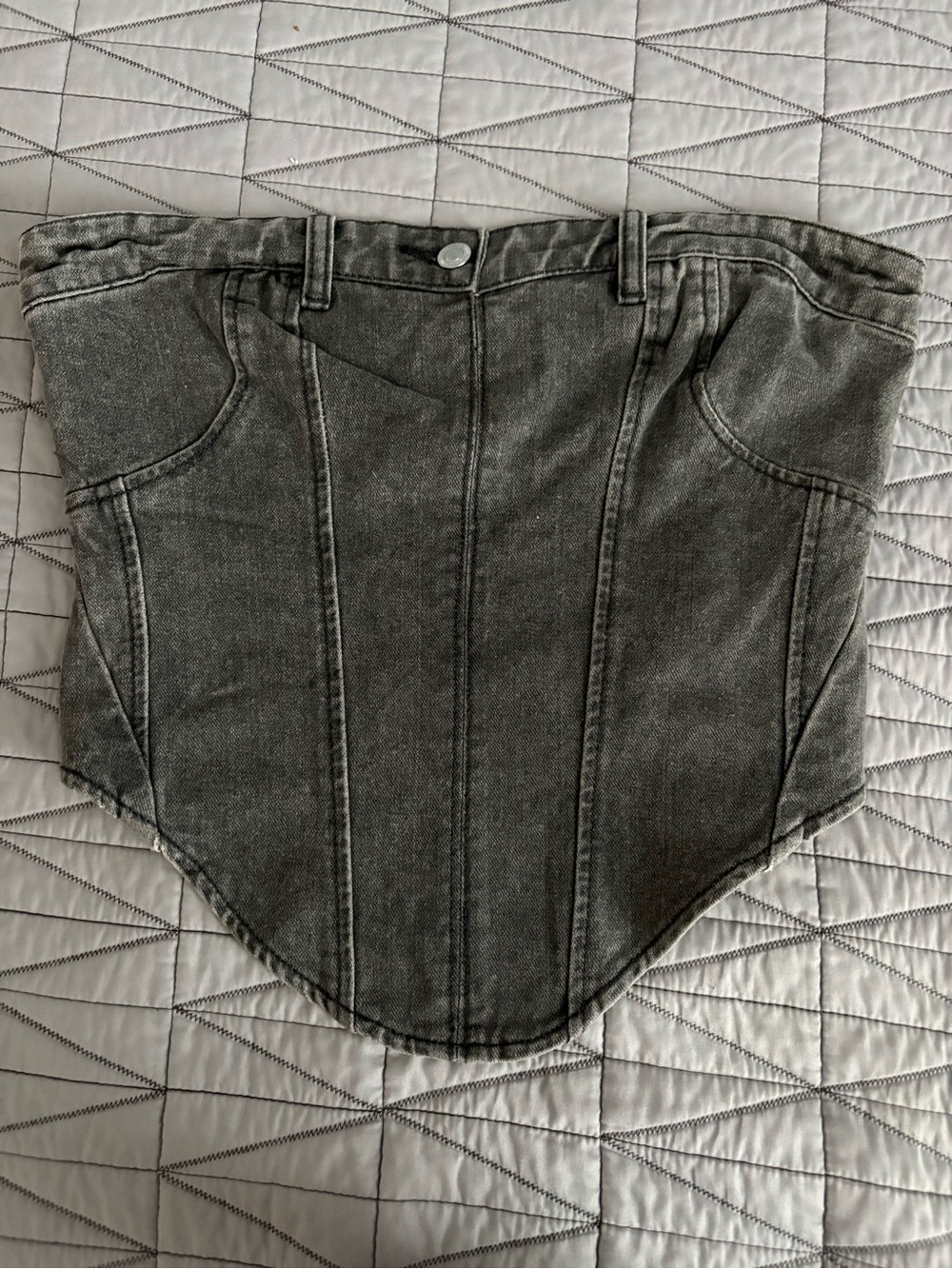 PrettyLittleThing Washed Grey Asymmetrical Denim Top